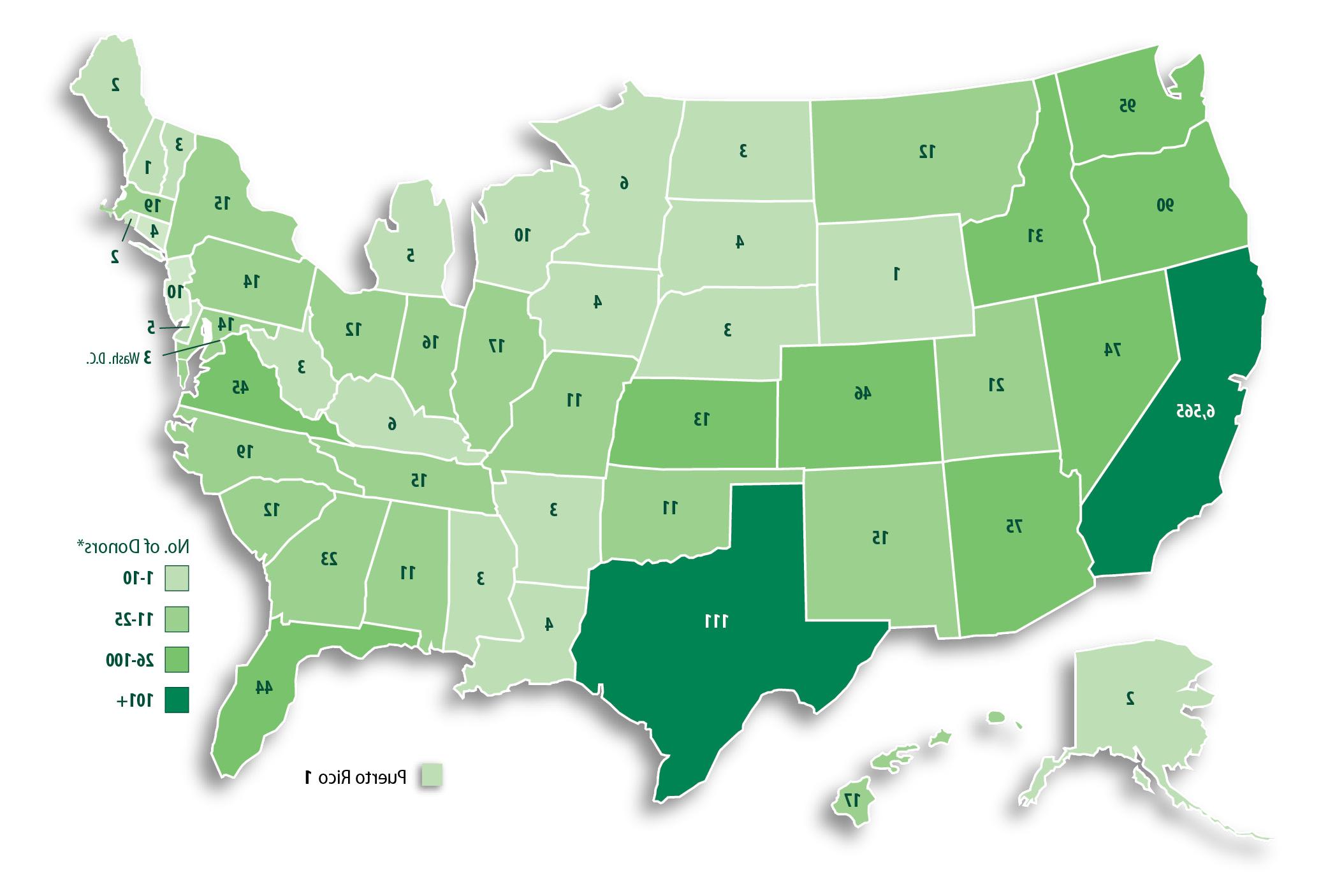 U.S. map showing alumni donations from every state